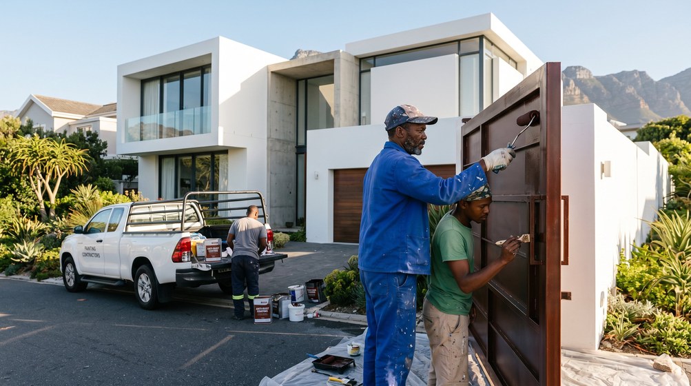 Professional anti-rust coating team applying rust protection to a metal gate in Ballito